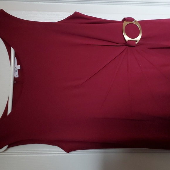 CLEO 3/4 length sleeveless dress large buckle and ruching to the side fully line - Picture 2 of 8